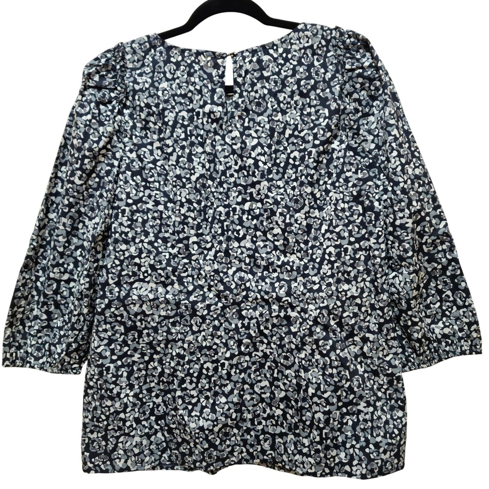 Black/White/Gray Talbots‎ Abstract Leopard Print 3/4 Sleeve Pullover Top Size M - Picture 2 of 7